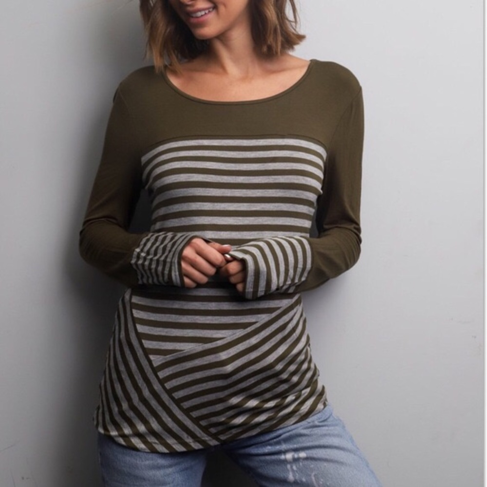 Naomy Asymmetrical Stripe Long Sleeve Shirt - Picture 7 of 7
